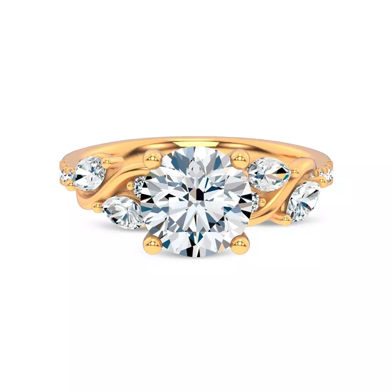 14K Yellow Gold Hayden Curved Vine Lab Engagement Ring