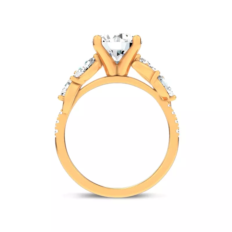 14K Yellow Gold Hayden Curved Vine Lab Engagement Ring