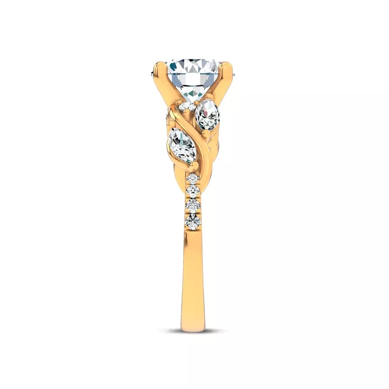 14K Yellow Gold Hayden Curved Vine Lab Engagement Ring