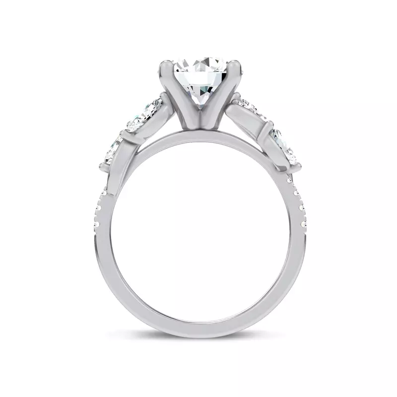 18K White Gold Hayden Curved Vine Diamond Engagement Ring