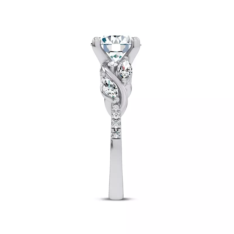 18K White Gold Hayden Curved Vine Diamond Engagement Ring