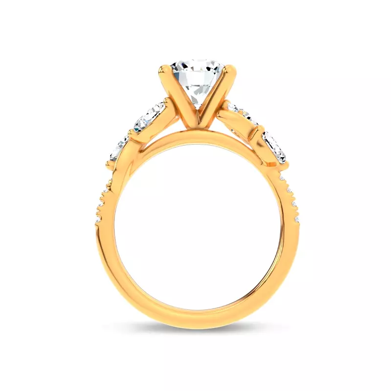 18K Yellow Gold Hayden Curved Vine Diamond Engagement Ring