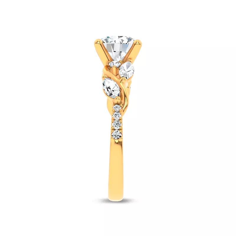18K Yellow Gold Hayden Curved Vine Diamond Engagement Ring