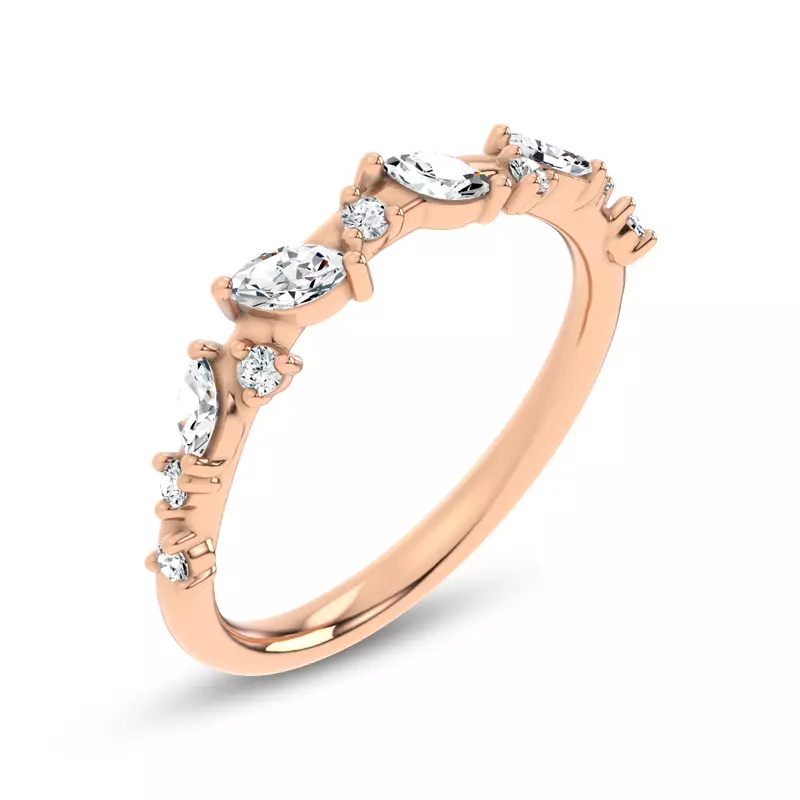 14K Rose Gold Hayley Scattered Diamond Band