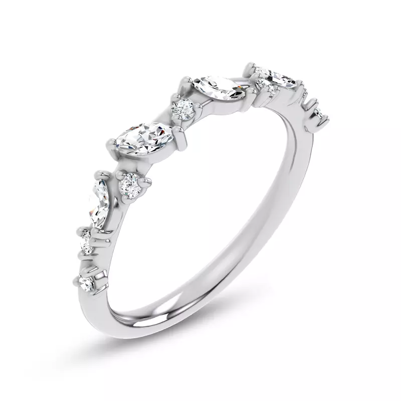 18K White Gold Hayley Scattered Diamond Band