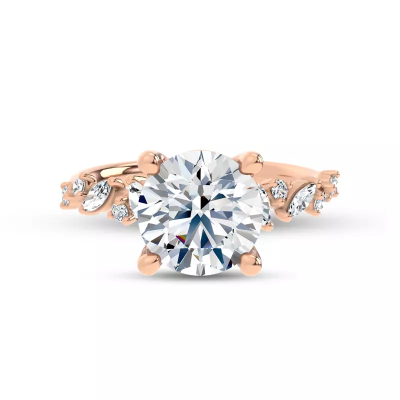 14K Rose Gold Hayley Scattered Diamond Engagement Ring