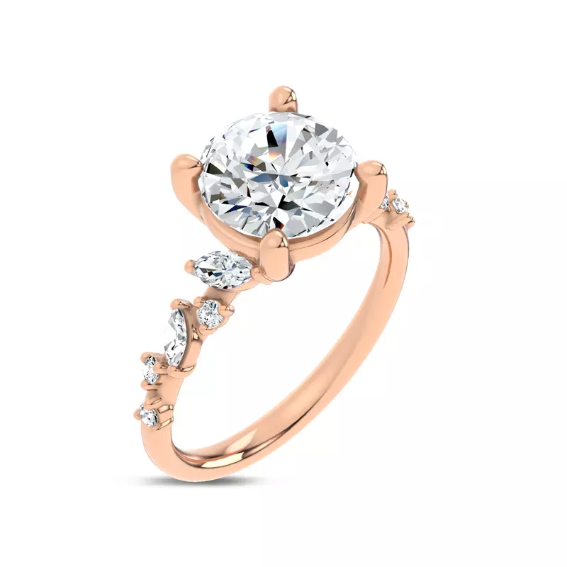 14K Rose Gold Hayley Scattered Diamond Engagement Ring