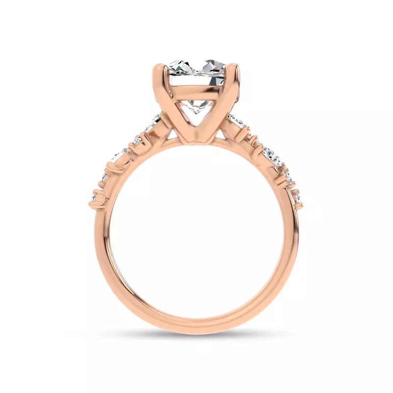 14K Rose Gold Hayley Scattered Diamond Engagement Ring