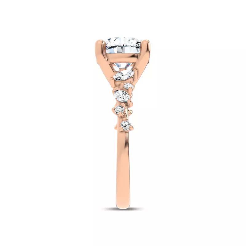 14K Rose Gold Hayley Scattered Diamond Engagement Ring