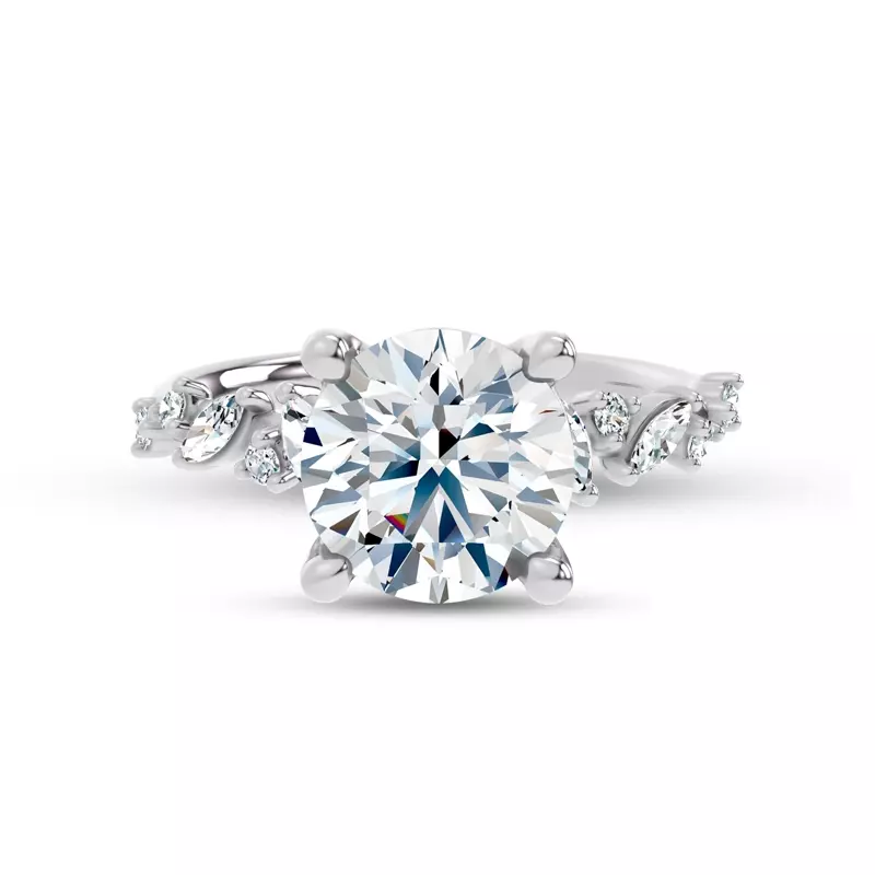 14K White Gold Hayley Scattered Diamond Engagement Ring