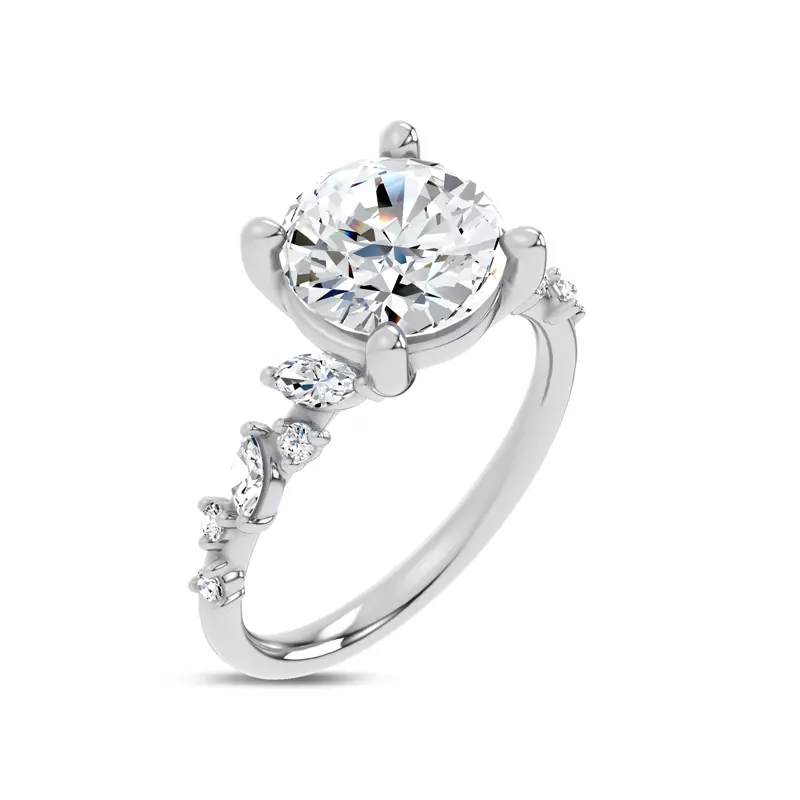 14K White Gold Hayley Scattered Diamond Engagement Ring