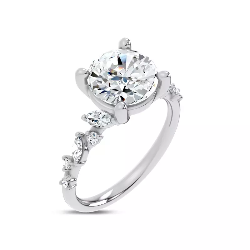 14K White Gold Hayley Scattered Diamond Engagement Ring