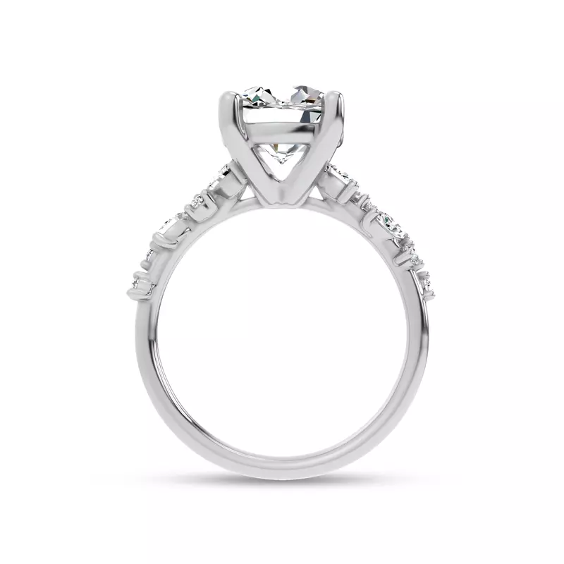 14K White Gold Hayley Scattered Diamond Engagement Ring