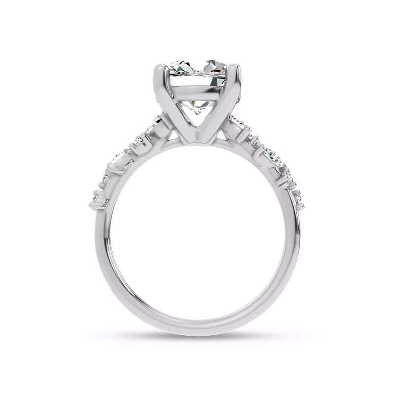 14K White Gold Hayley Scattered Diamond Engagement Ring