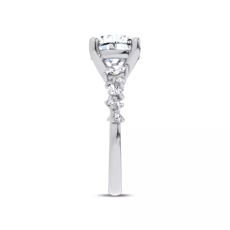 14K White Gold Hayley Scattered Diamond Engagement Ring