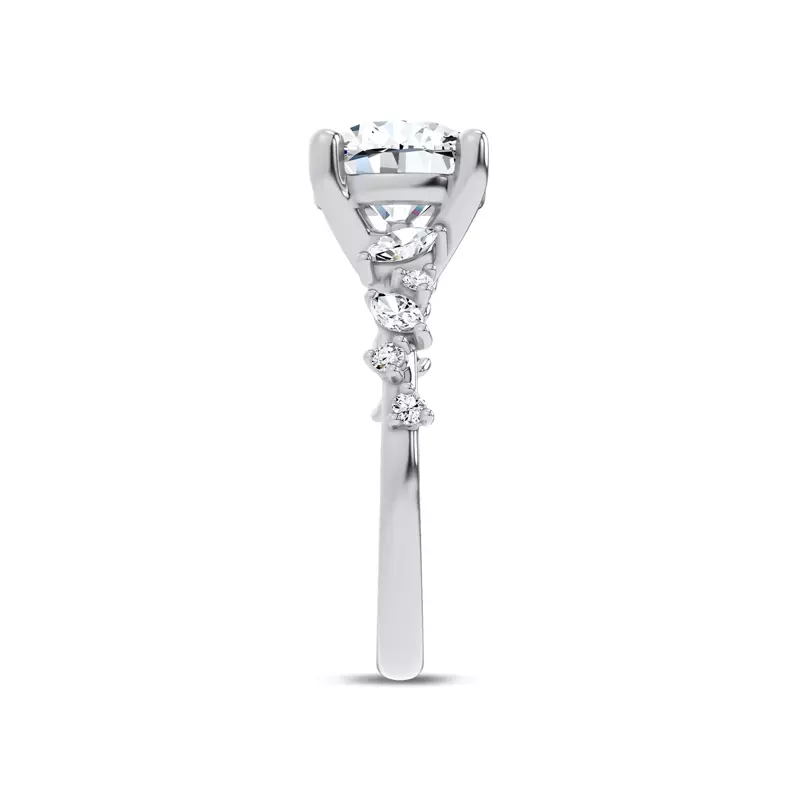 14K White Gold Hayley Scattered Diamond Engagement Ring