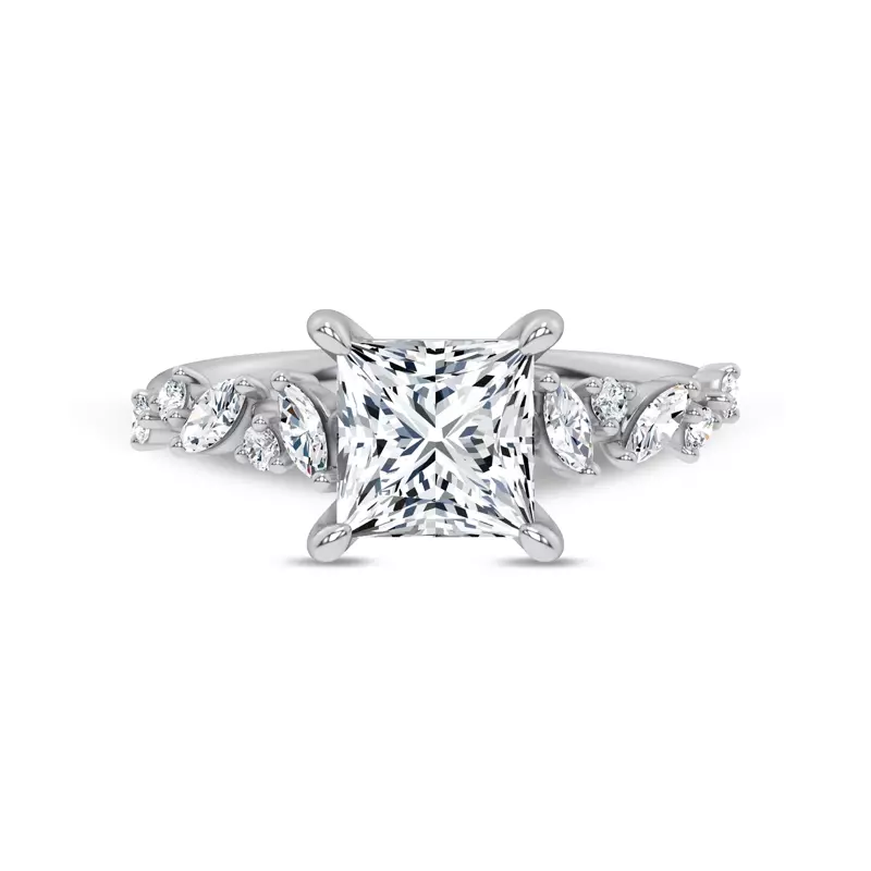 14K White Gold Hayley Scattered Diamond Engagement Ring