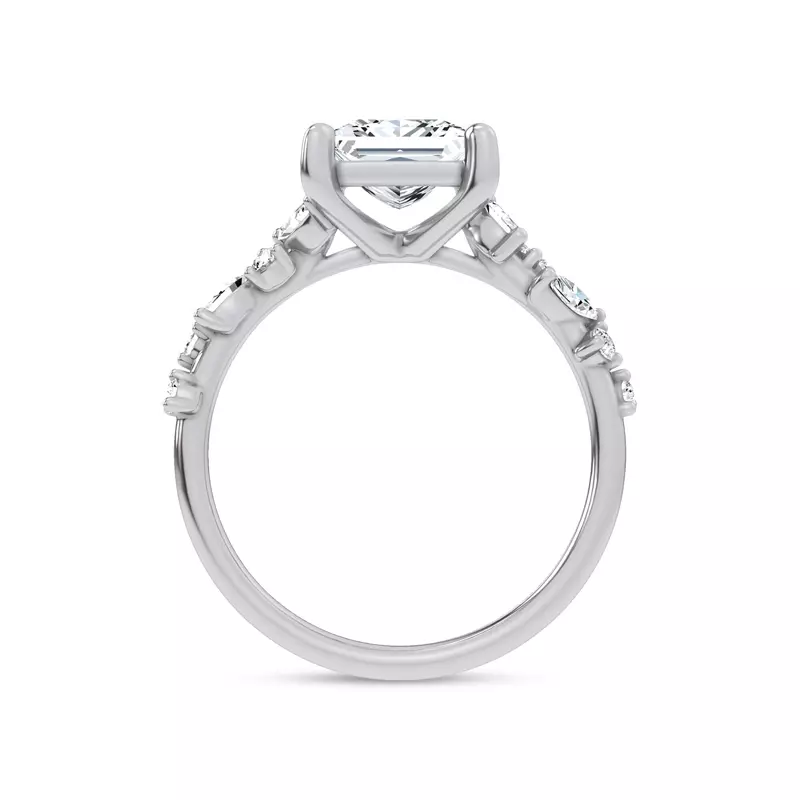 14K White Gold Hayley Scattered Diamond Engagement Ring