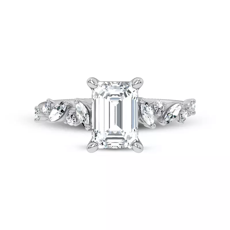 14K White Gold Hayley Scattered Diamond Engagement Ring