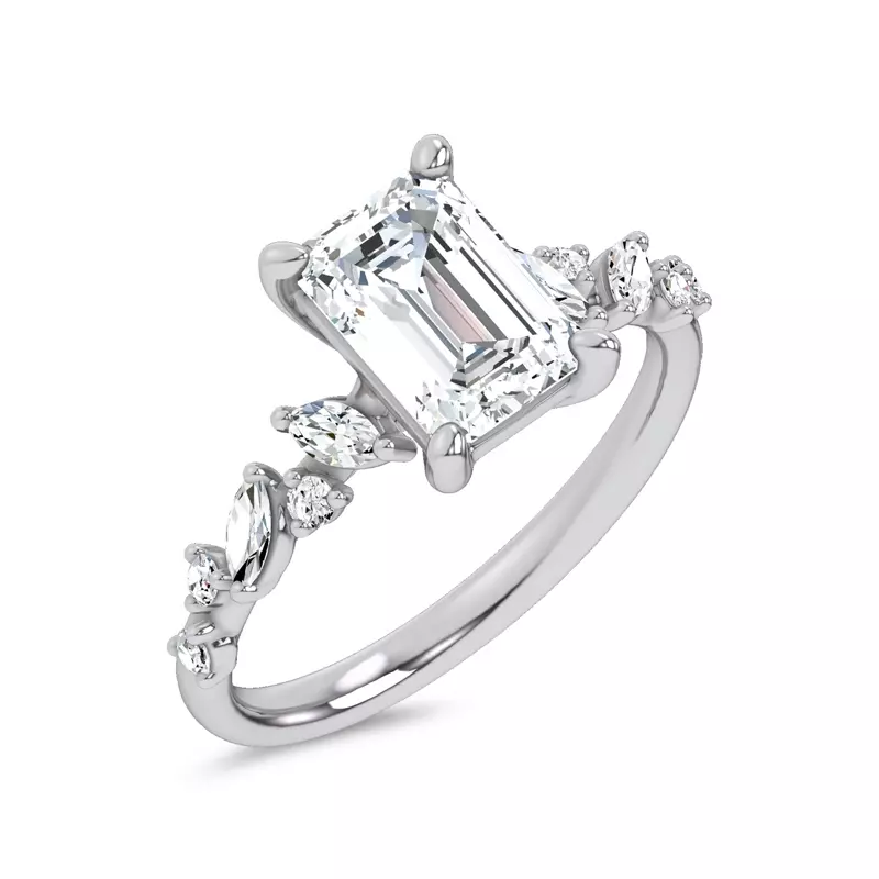 14K White Gold Hayley Scattered Diamond Engagement Ring