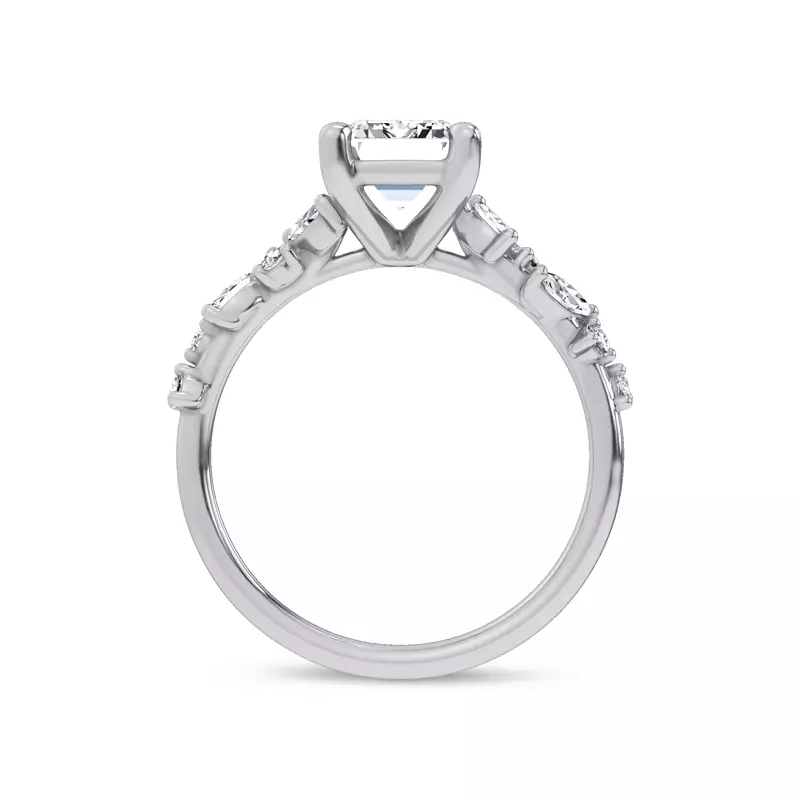 14K White Gold Hayley Scattered Diamond Engagement Ring