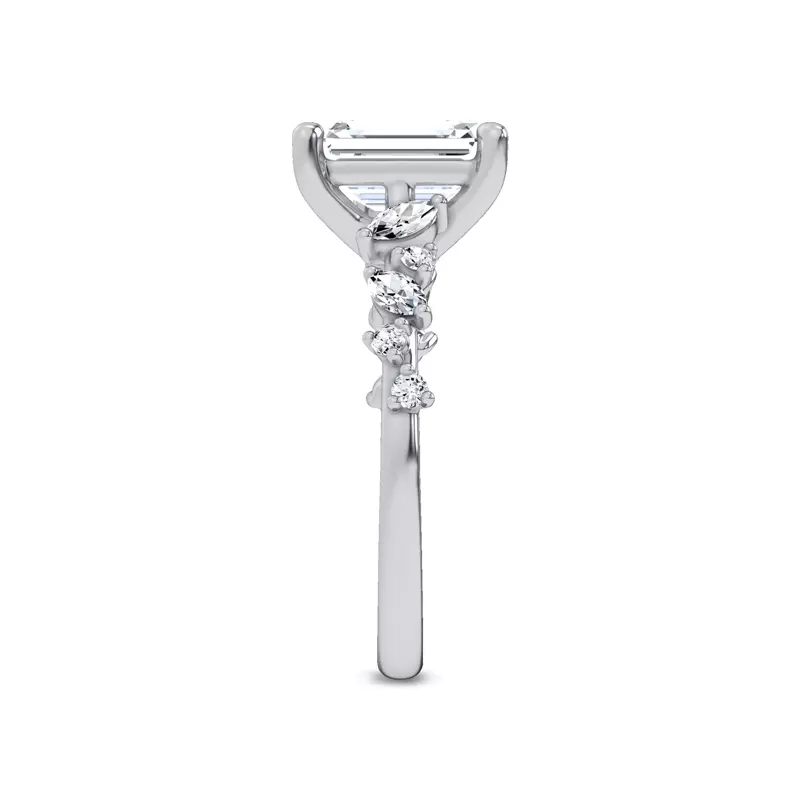 14K White Gold Hayley Scattered Diamond Engagement Ring