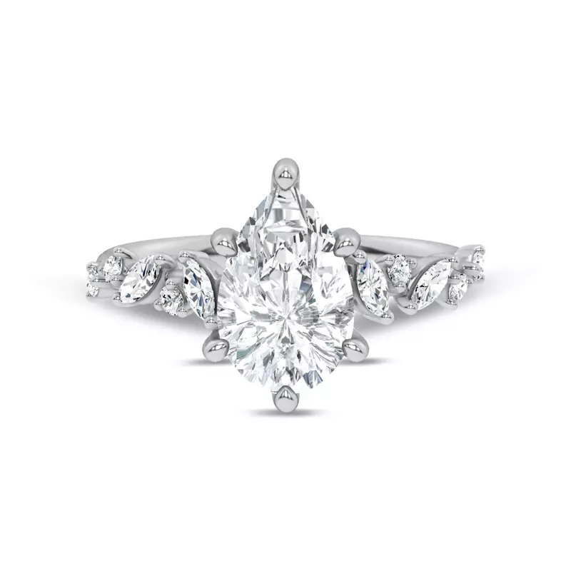 14K White Gold Hayley Scattered Diamond Engagement Ring