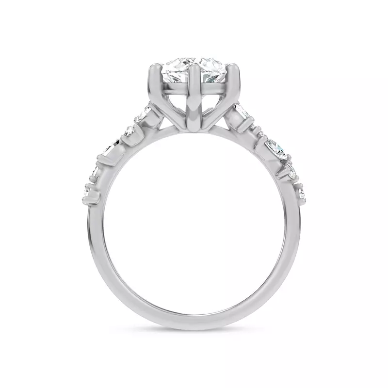 14K White Gold Hayley Scattered Diamond Engagement Ring