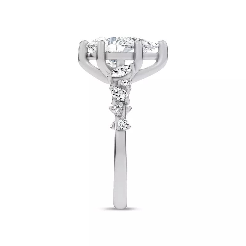 14K White Gold Hayley Scattered Diamond Engagement Ring