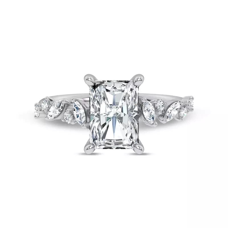 14K White Gold Hayley Scattered Diamond Engagement Ring