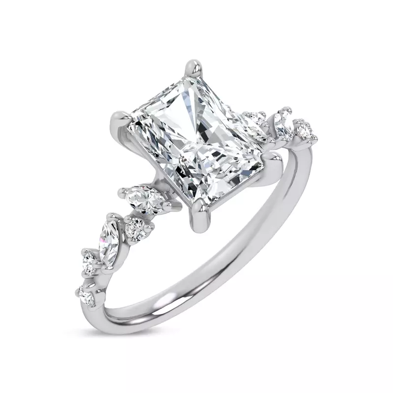 14K White Gold Hayley Scattered Diamond Engagement Ring