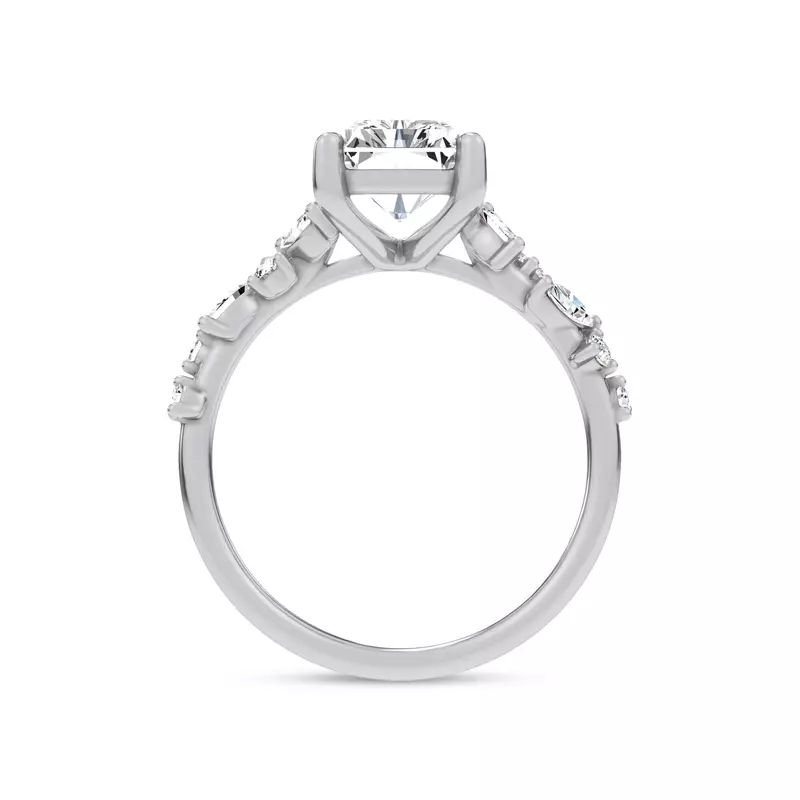 14K White Gold Hayley Scattered Diamond Engagement Ring