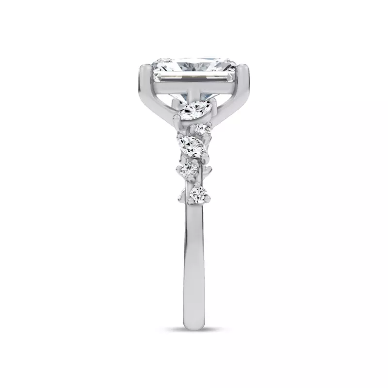 14K White Gold Hayley Scattered Diamond Engagement Ring