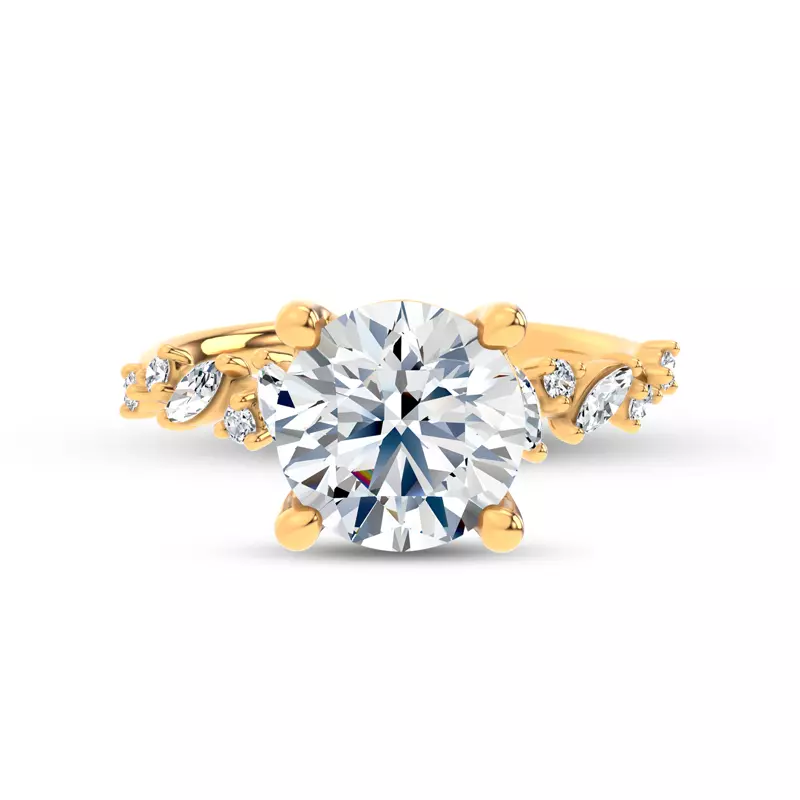 14K Yellow Gold Hayley Scattered Diamond Engagement Ring