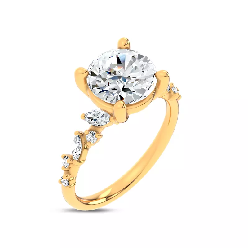 14K Yellow Gold Hayley Scattered Diamond Engagement Ring