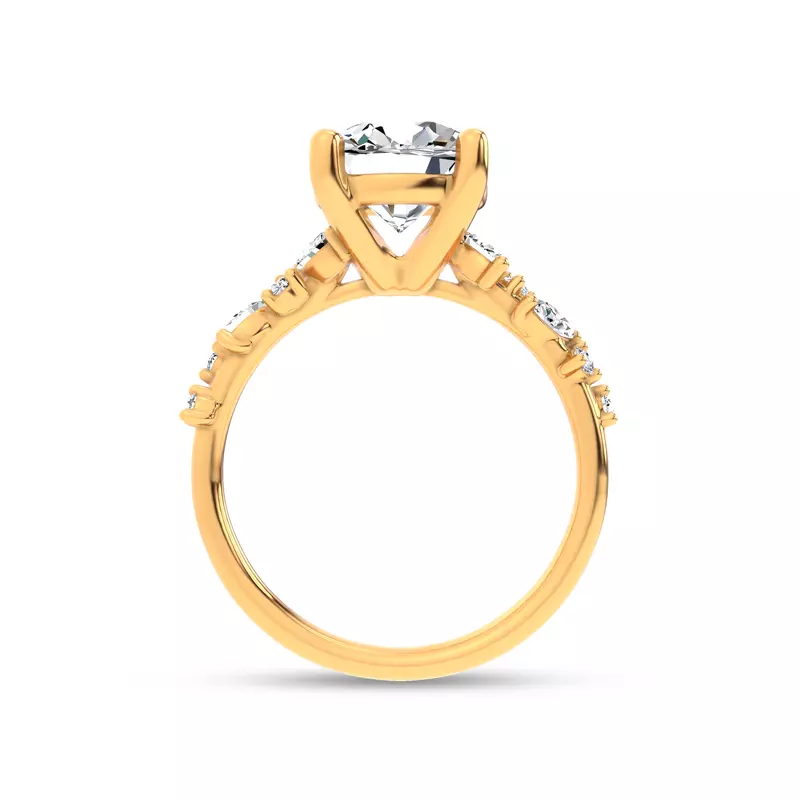 14K Yellow Gold Hayley Scattered Diamond Engagement Ring