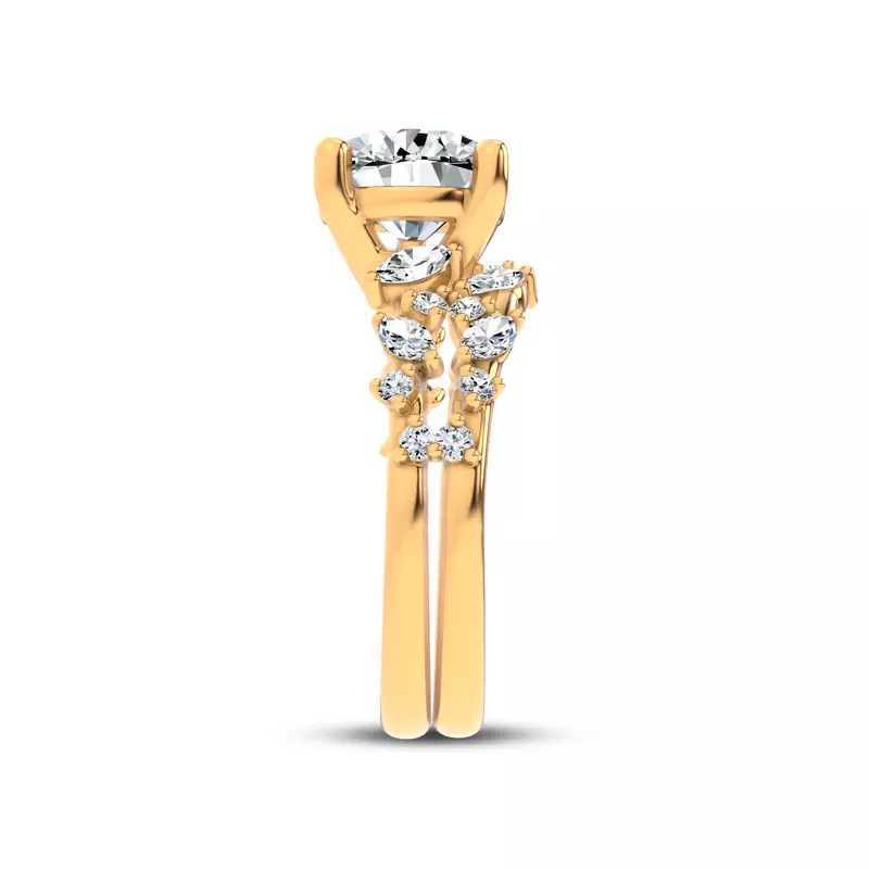 14K Yellow Gold Hayley Scattered Diamond Engagement Ring