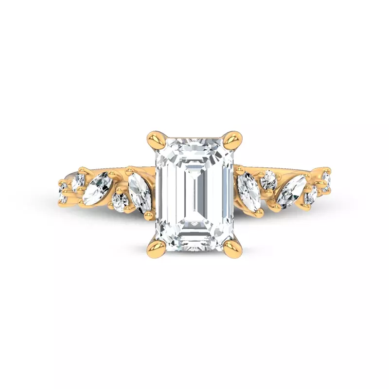14K Yellow Gold Hayley Scattered Diamond Engagement Ring