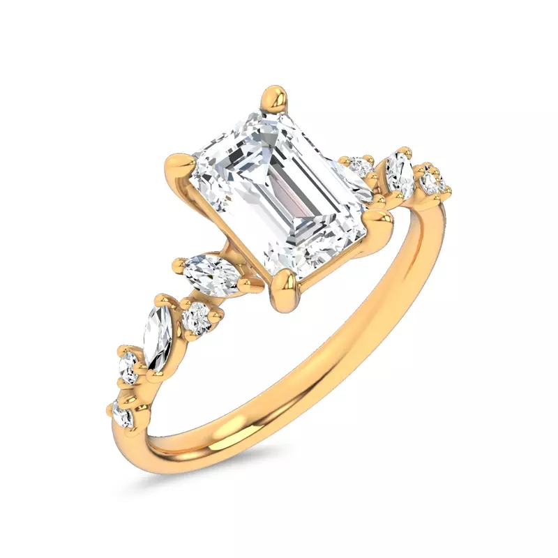 14K Yellow Gold Hayley Scattered Diamond Engagement Ring