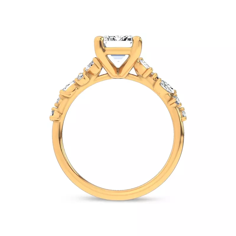 14K Yellow Gold Hayley Scattered Diamond Engagement Ring