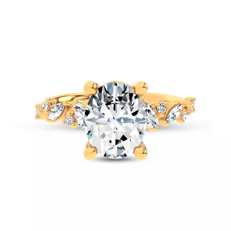 14K Yellow Gold Hayley Scattered Diamond Engagement Ring