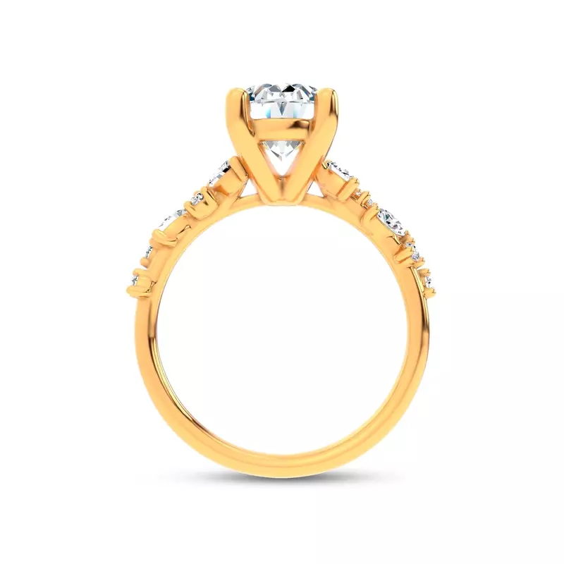 14K Yellow Gold Hayley Scattered Diamond Engagement Ring
