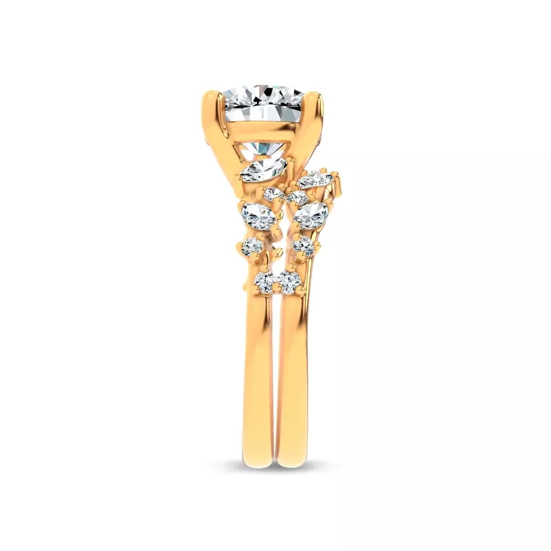 14K Yellow Gold Hayley Scattered Diamond Engagement Ring