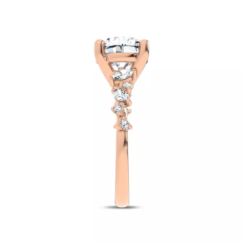 18K Rose Gold Hayley Scattered Diamond Engagement Ring