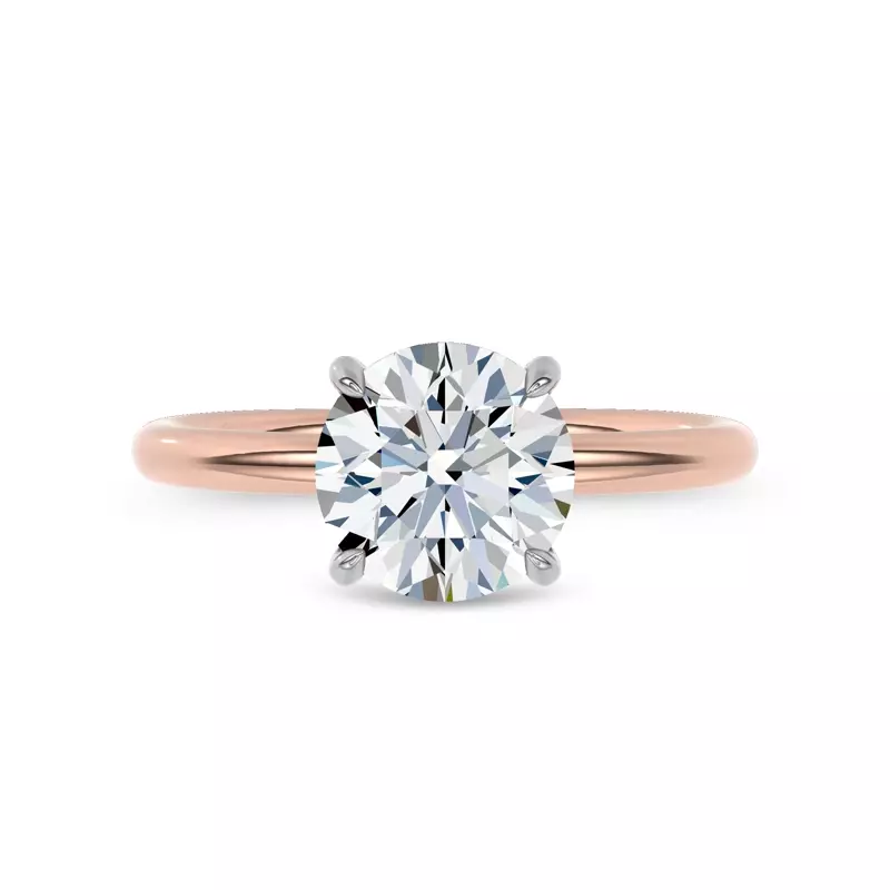14K Rose Gold Sculpted C-Prong Solitaire Engagement Ring by Christian Siriano