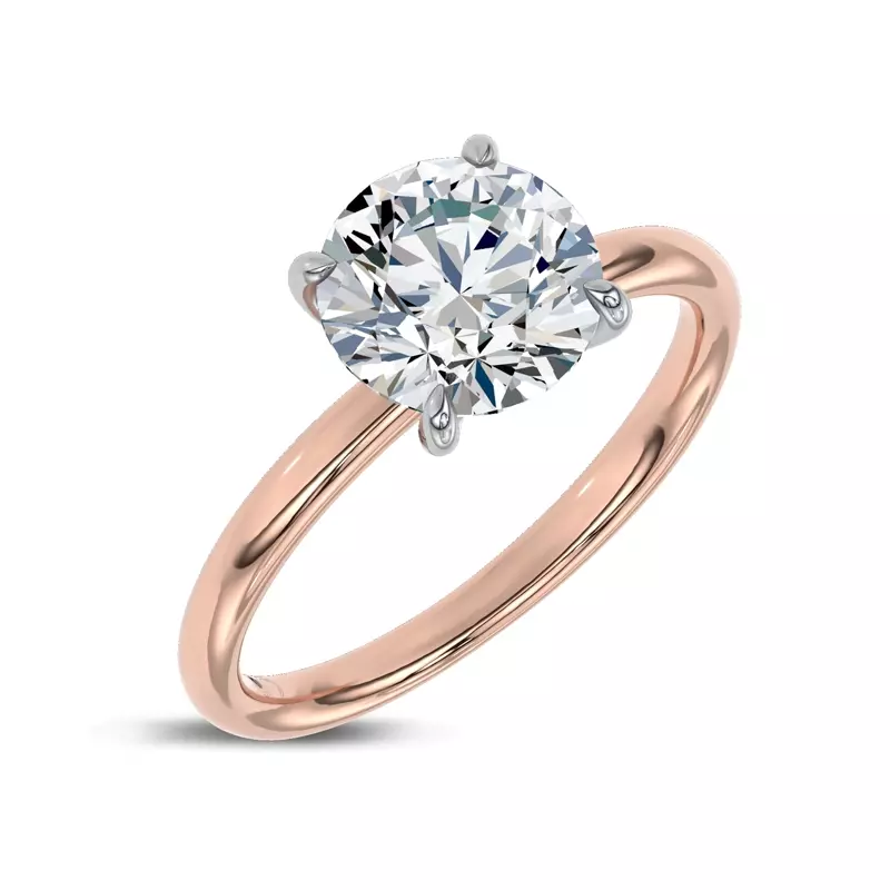 14K Rose Gold Sculpted C-Prong Solitaire Engagement Ring by Christian Siriano