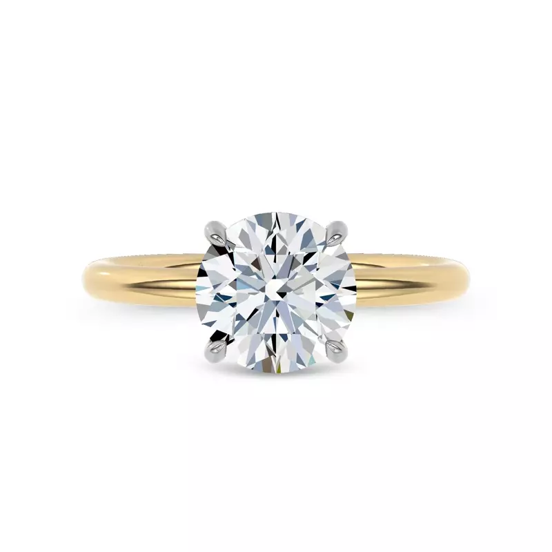 14K Yellow Gold Sculpted C-Prong Solitaire Engagement Ring by Christian Siriano