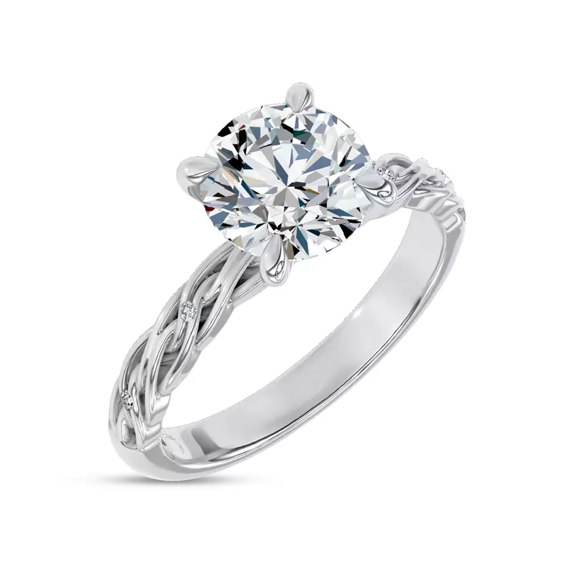 14K White Gold Woven Love Pavé Lab Engagement Ring by Christian Siriano