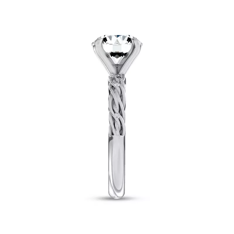 14K White Gold Woven Love Pavé Lab Engagement Ring by Christian Siriano