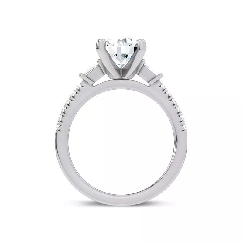 14K White Gold Brenda Tapered Baguette & Pavé Engagement Ring